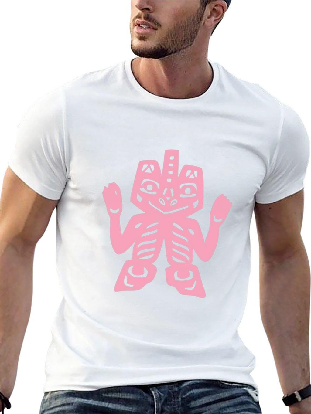 Pink Tribal Art on Black Tee
