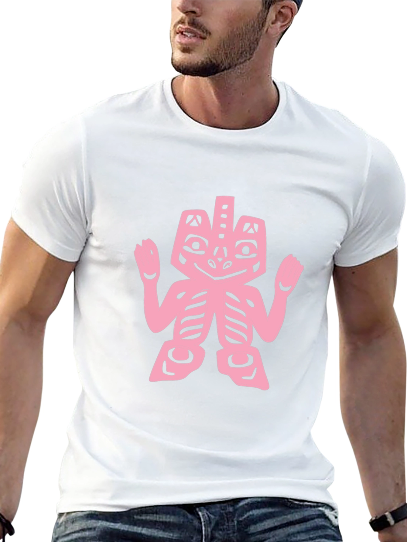 Pink Tribal Art on Black Tee