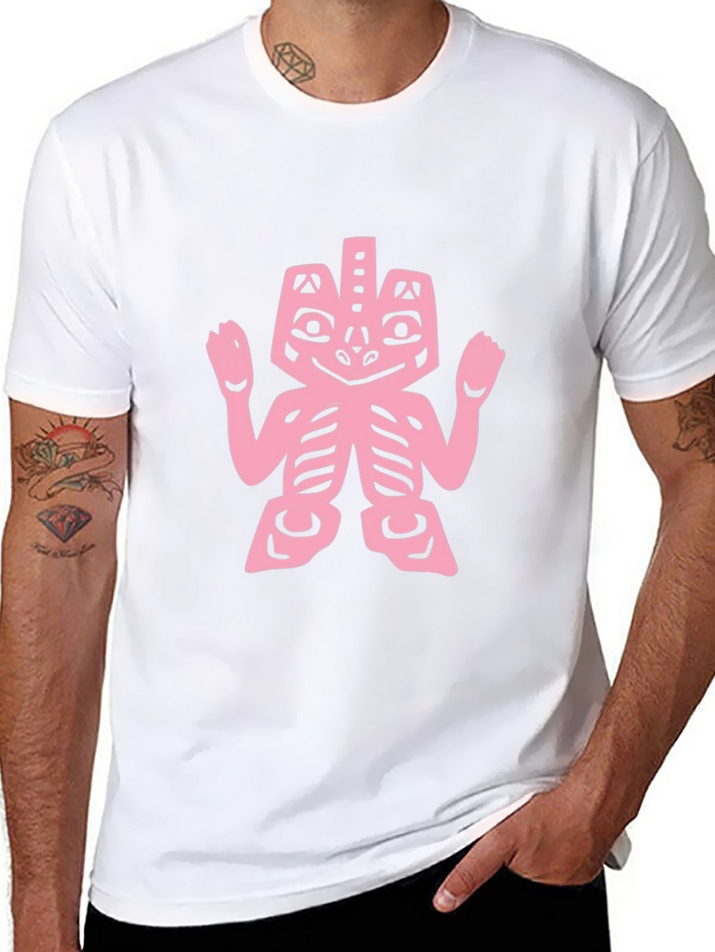 Pink Tribal Art on Black Tee