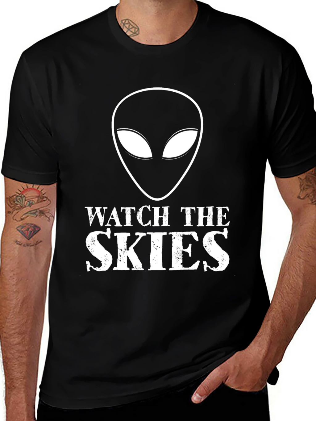 Watch the Skies Alien Graphic Tee - Black