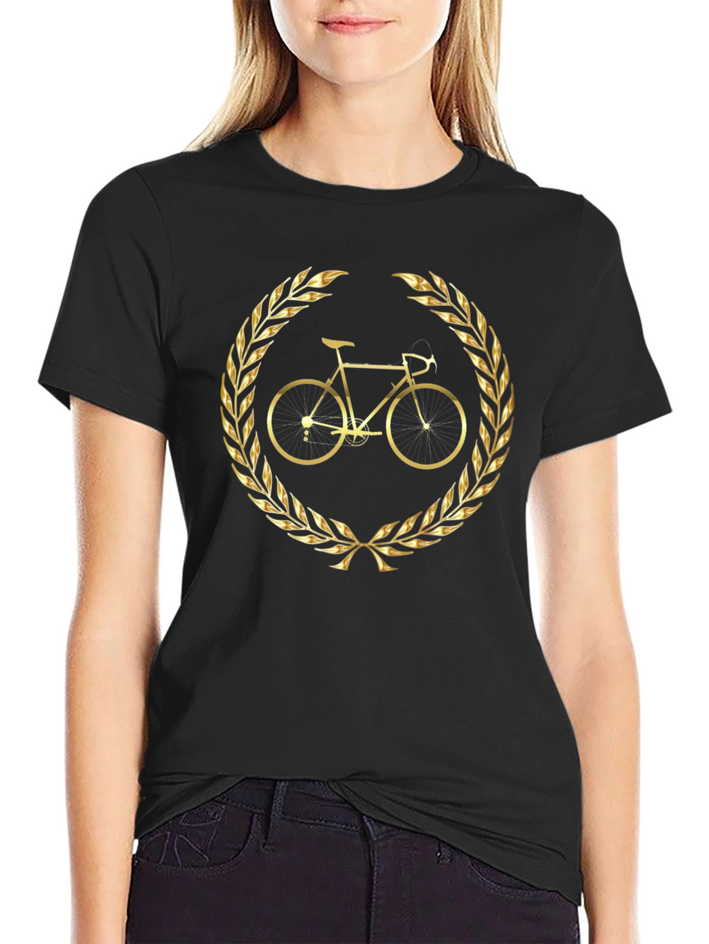 Golden Bike Laurel Black T-Shirt