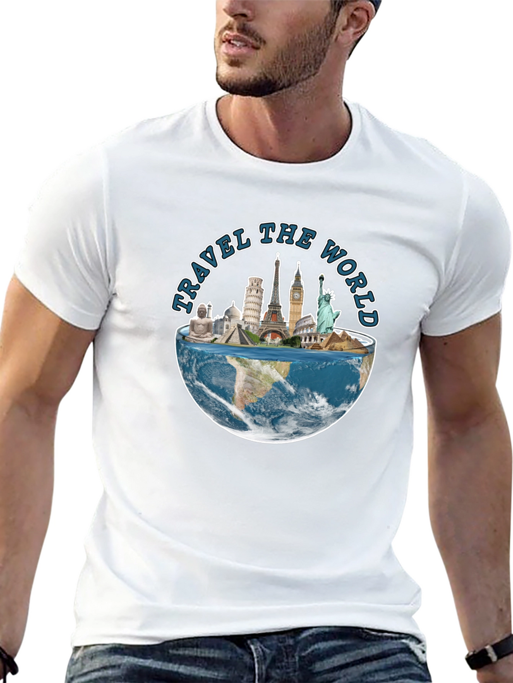 Travel The World Graphic Tee - Black
