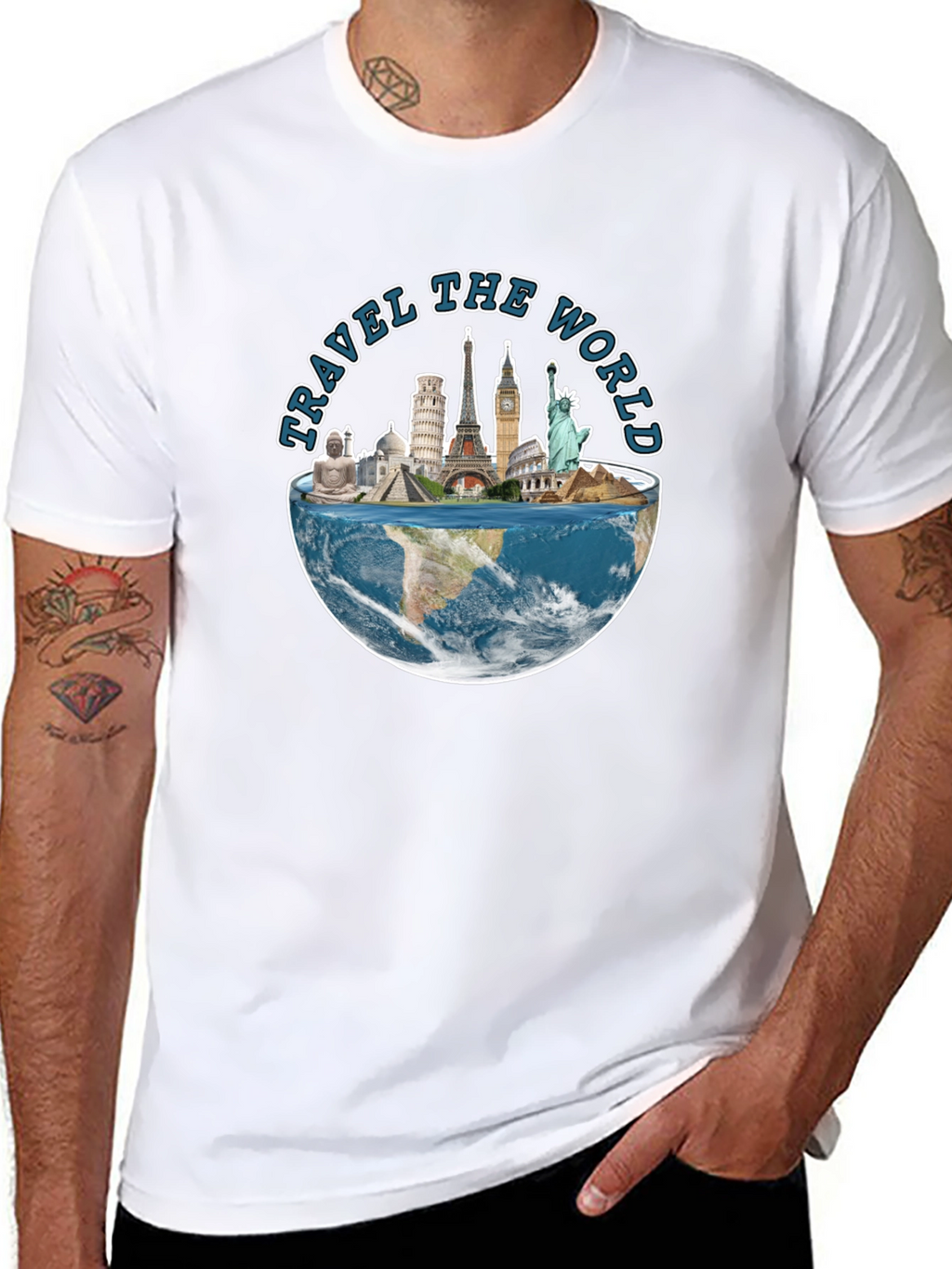 Travel The World Graphic Tee - Black
