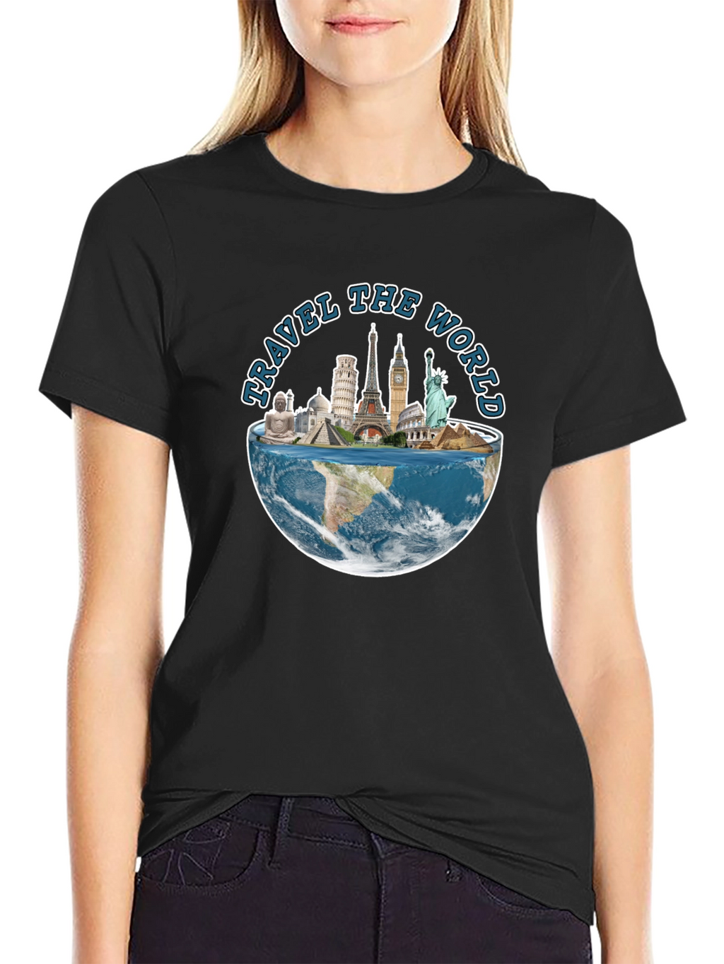 Travel The World Graphic Tee - Black