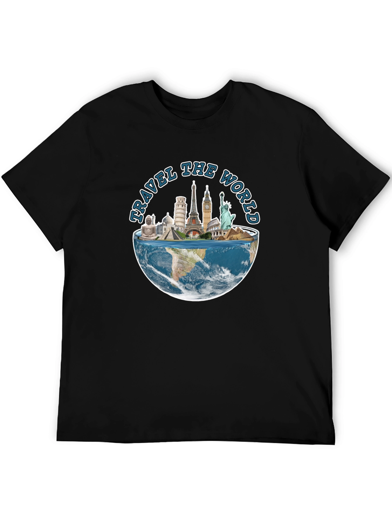 Travel The World Graphic Tee - Black