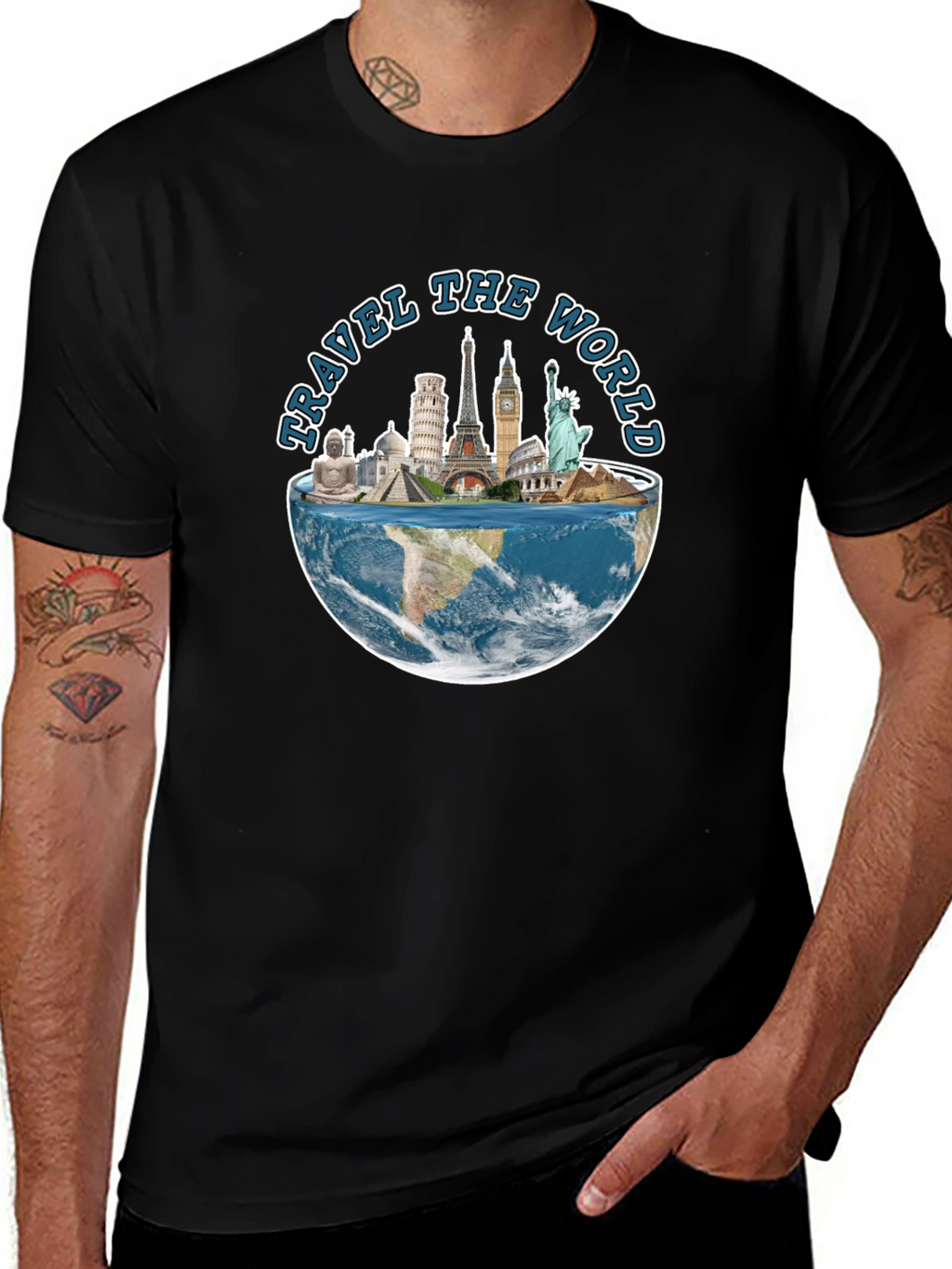 Travel The World Graphic Tee - Black