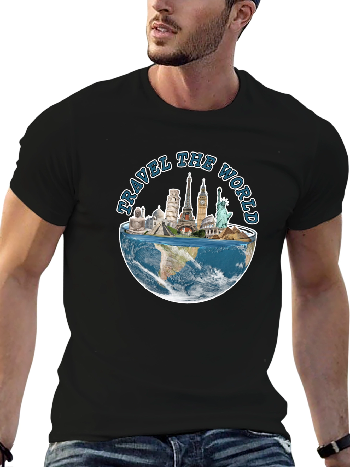 Travel The World Graphic Tee - Black
