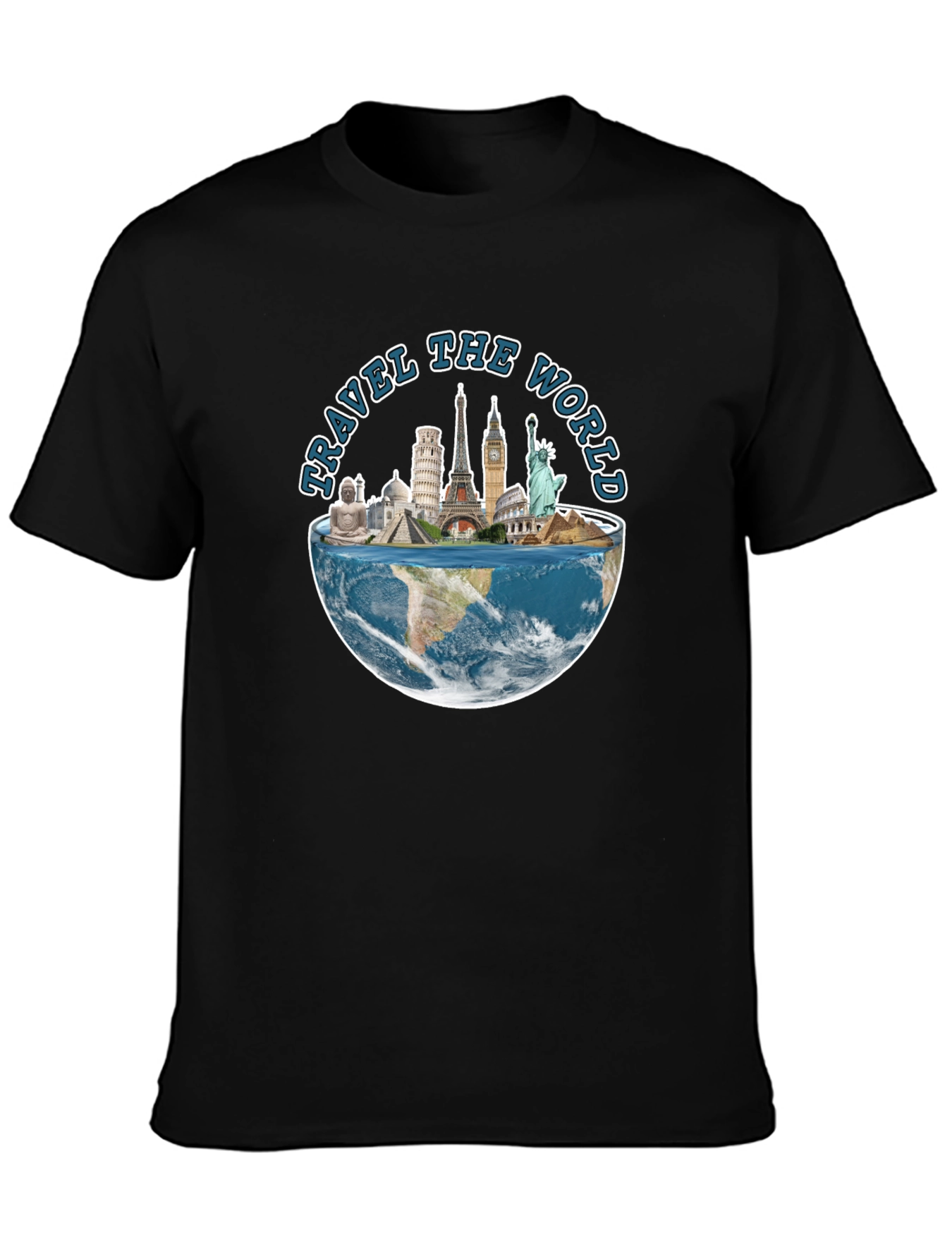 Travel The World Graphic Tee - Black