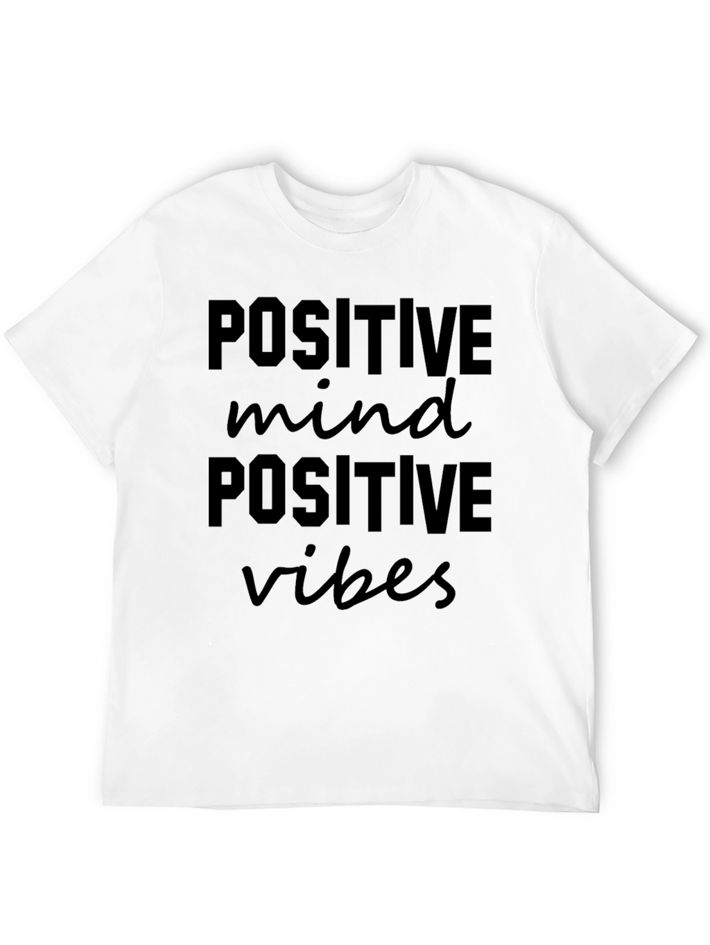 Positive Vibes Graphic Tee - Black Crew Neck T-Shirt