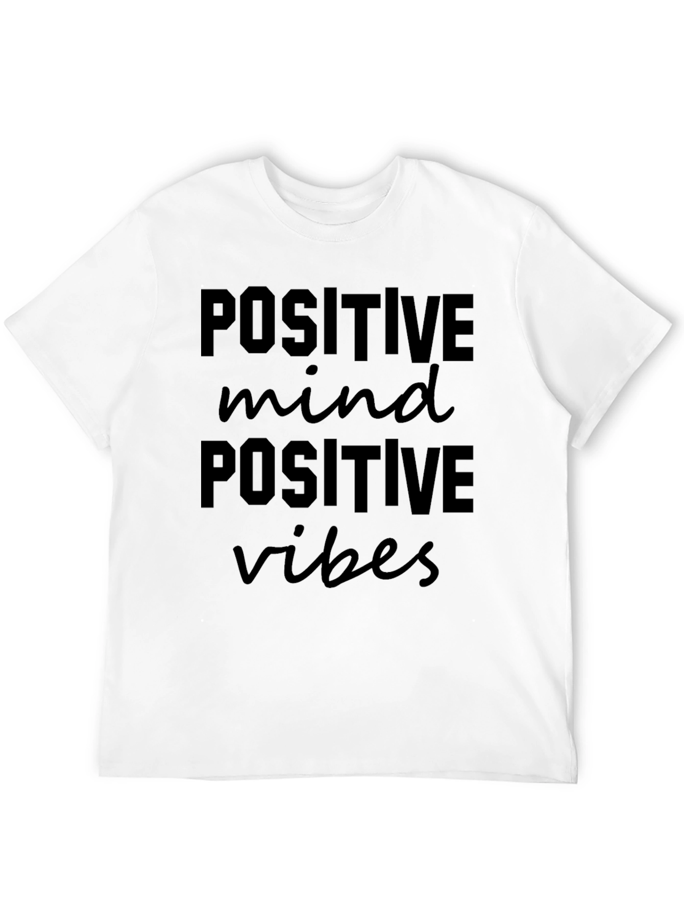 Positive Vibes Graphic Tee - Black Crew Neck T-Shirt