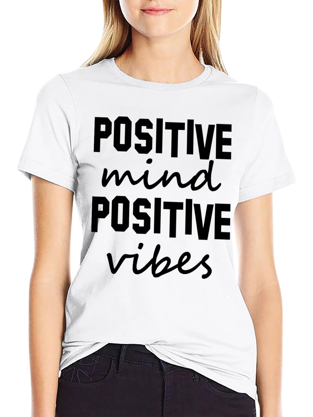 Positive Vibes Graphic Tee - Black Crew Neck T-Shirt