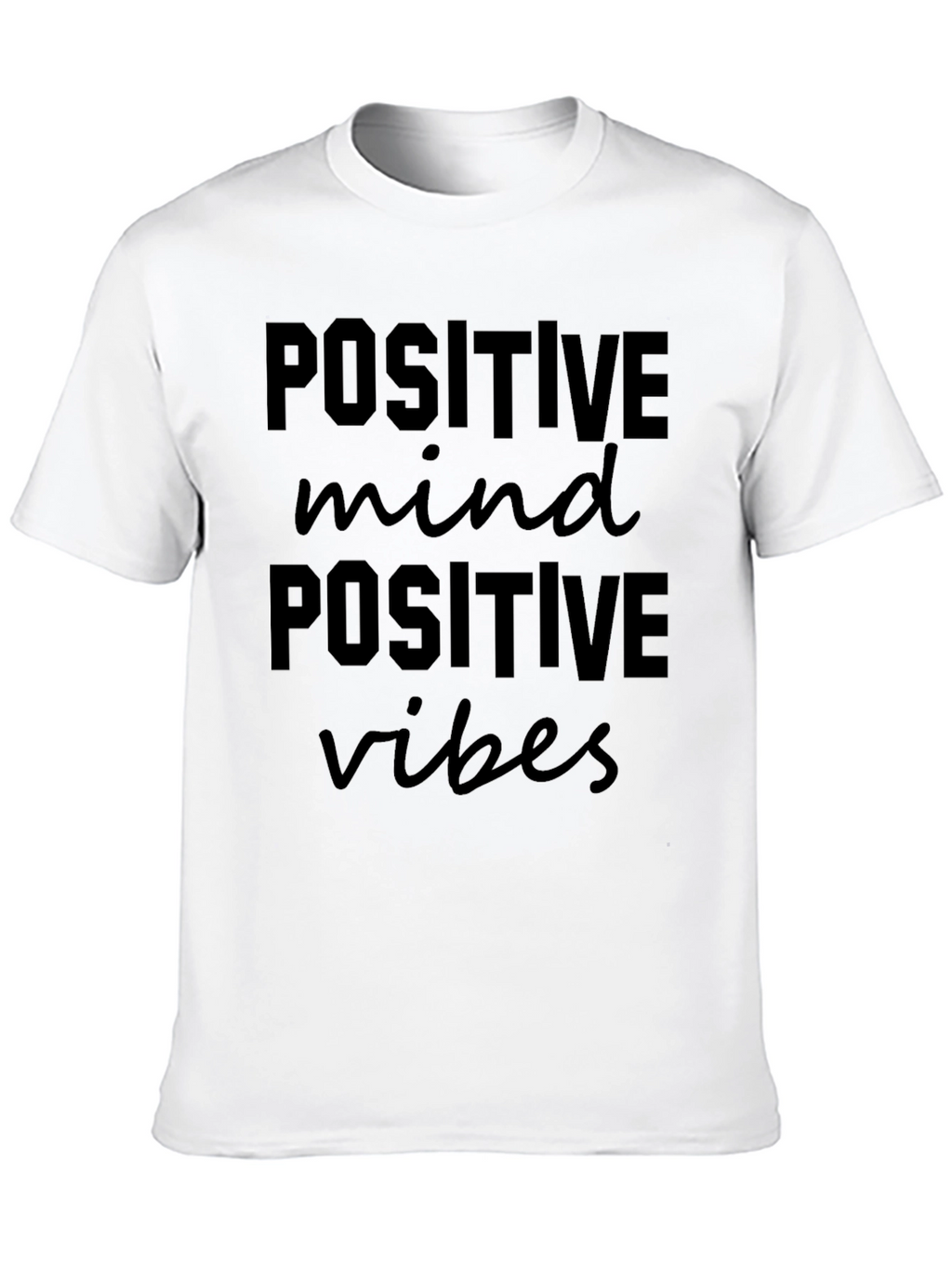 Positive Vibes Graphic Tee - Black Crew Neck T-Shirt