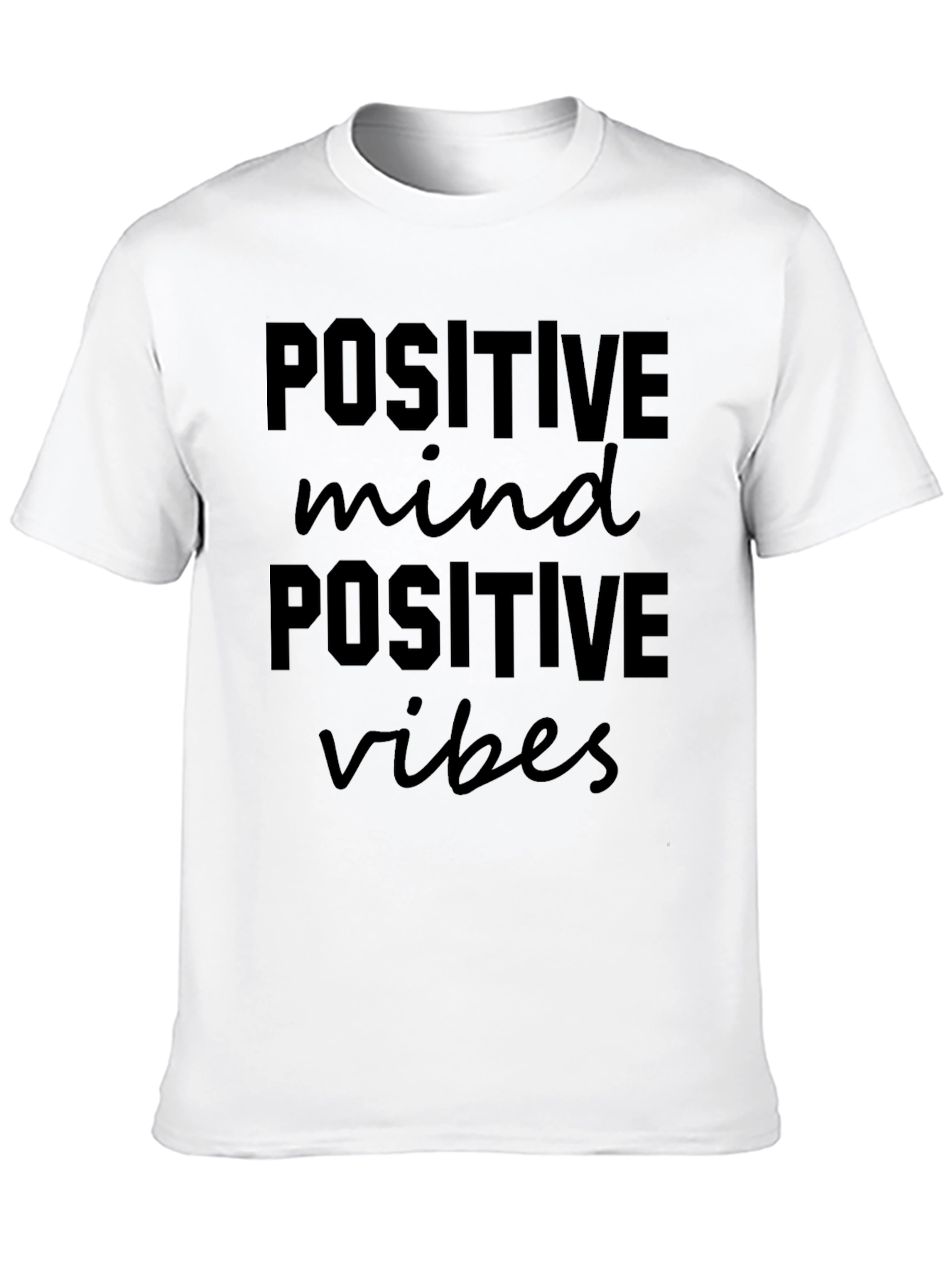 Positive Vibes Graphic Tee - Black Crew Neck T-Shirt