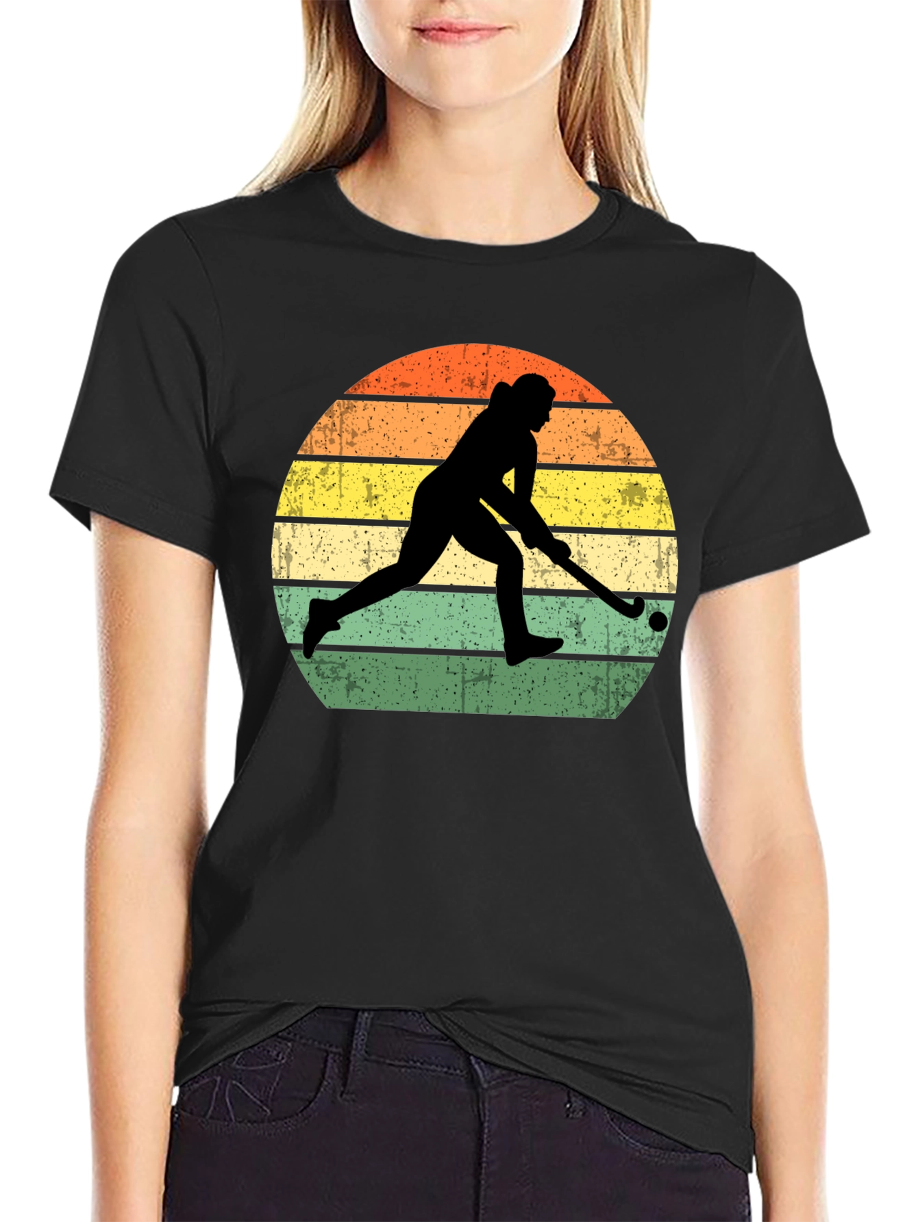 Field Hockey Sunset Graphic T-Shirt