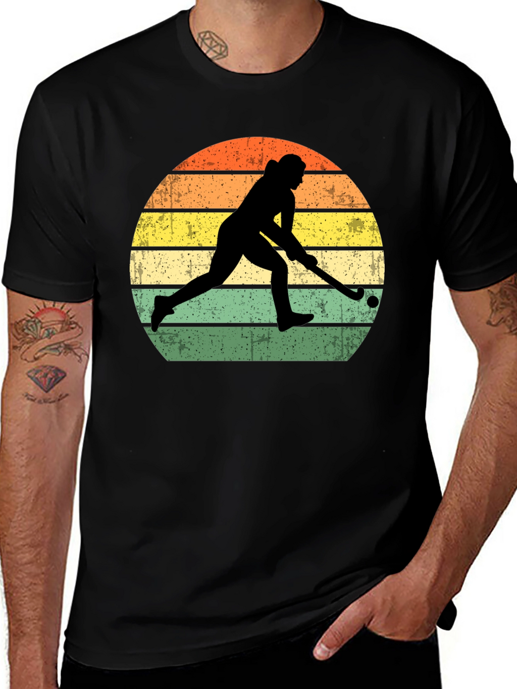 Field Hockey Sunset Graphic T-Shirt