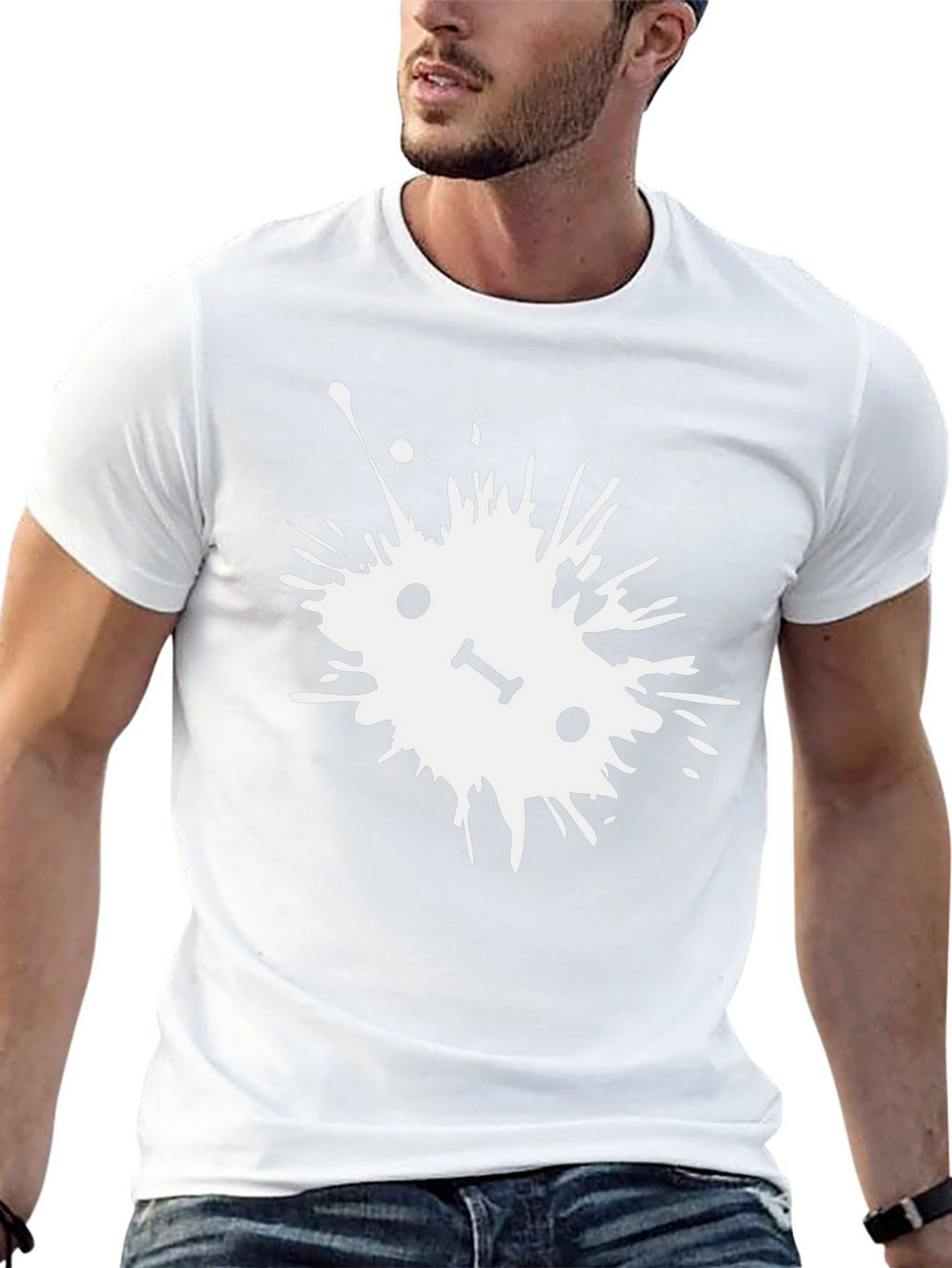 Abstract Splatter Graphic Tee - Black Cotton T-Shirt