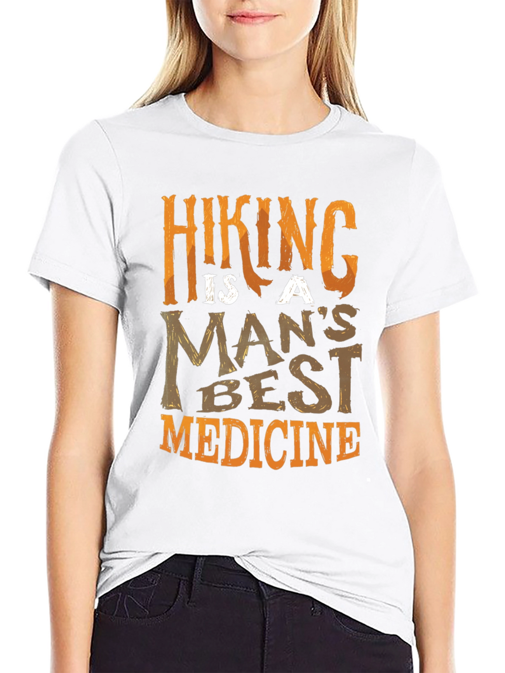 Hiking Is A Mans Best Medicine Black T-Shirt