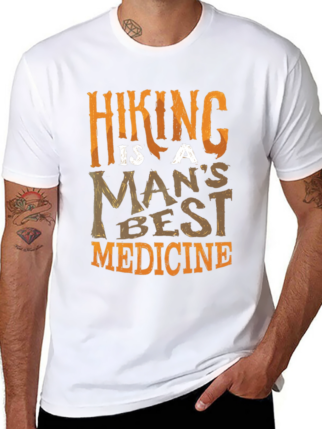 Hiking Is A Mans Best Medicine Black T-Shirt