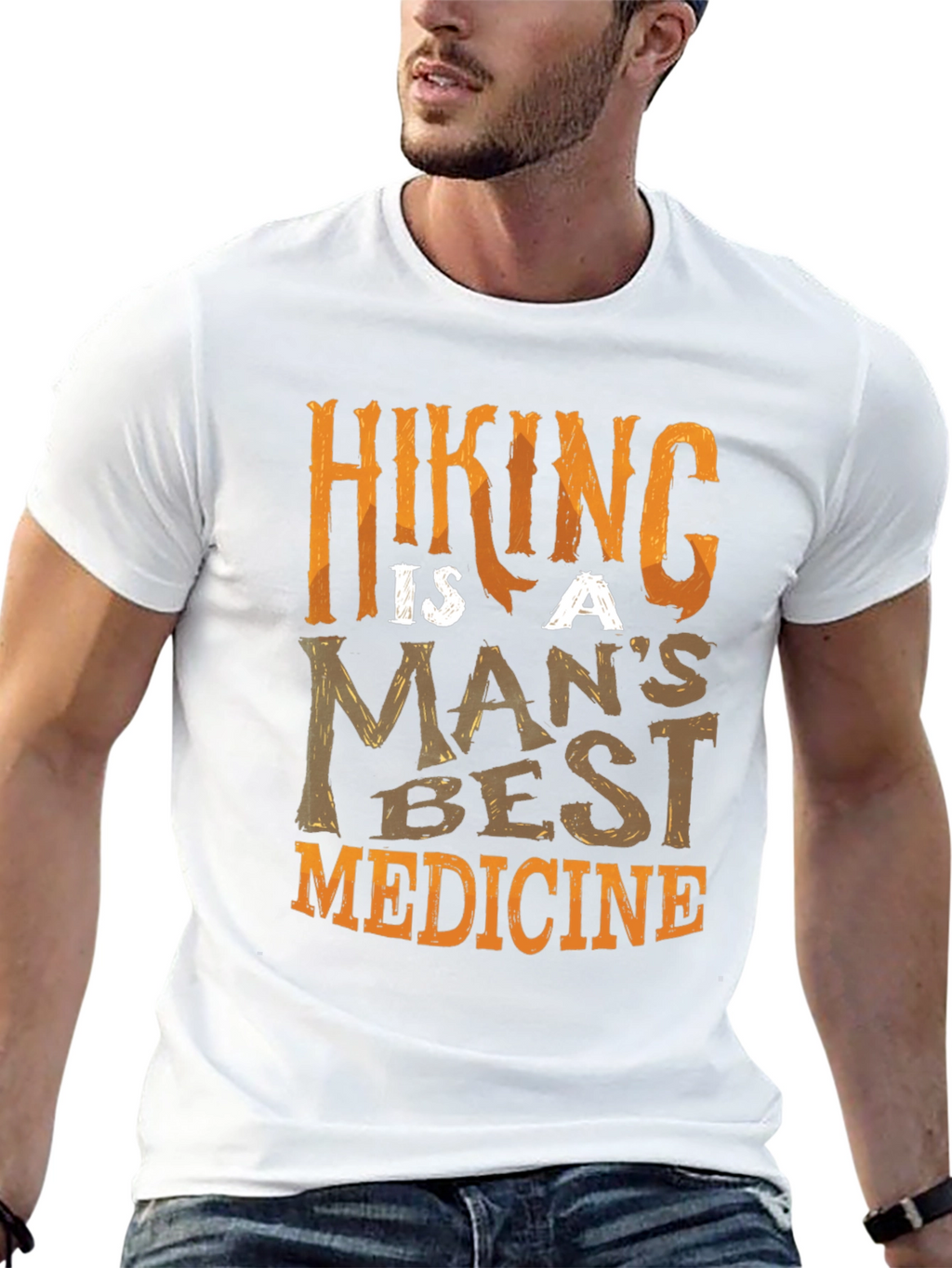 Hiking Is A Mans Best Medicine Black T-Shirt