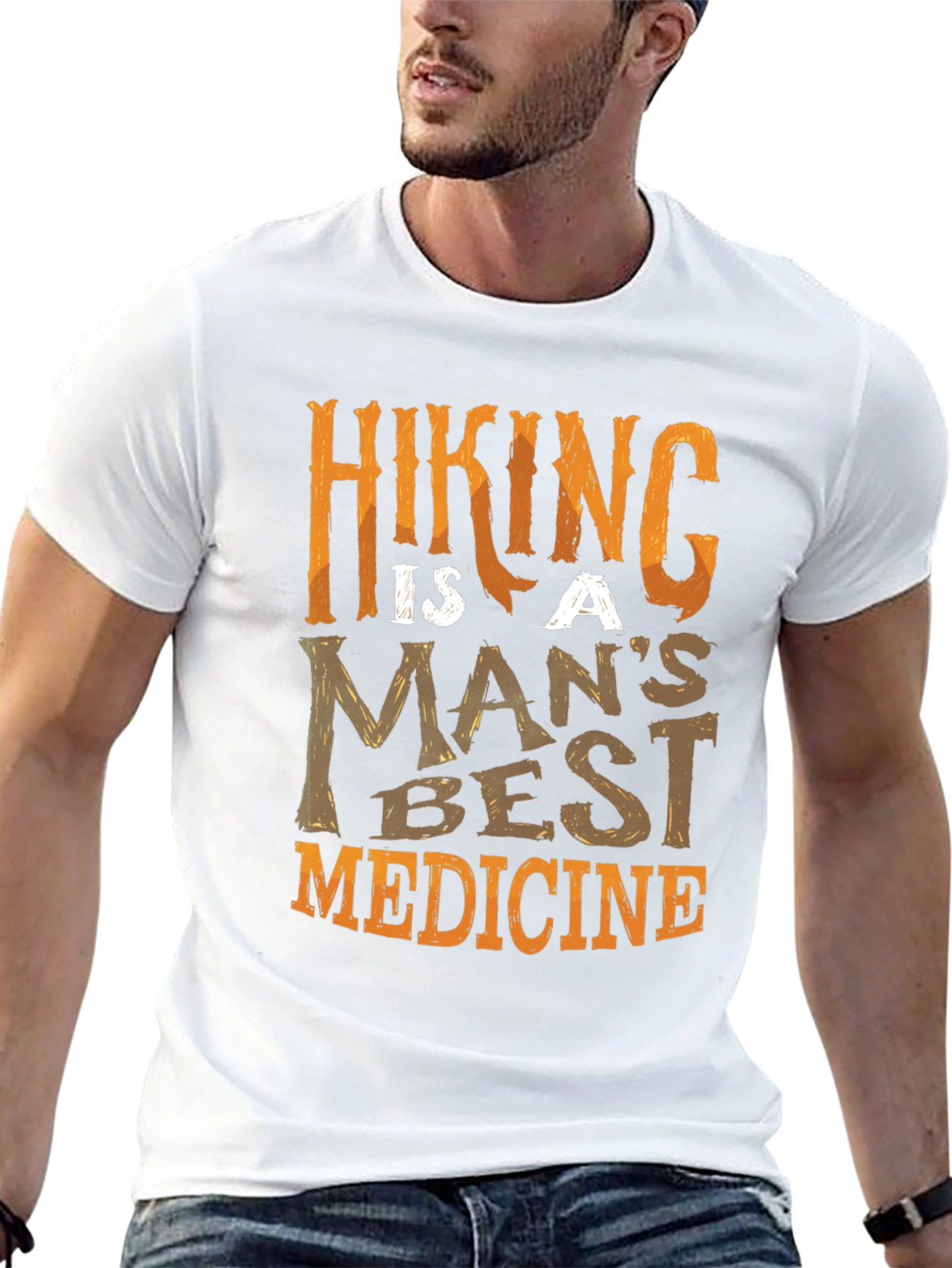 Hiking Is A Mans Best Medicine Black T-Shirt