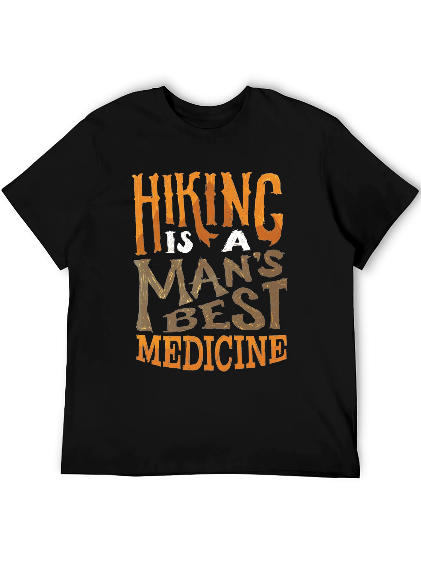 Hiking Is A Mans Best Medicine Black T-Shirt