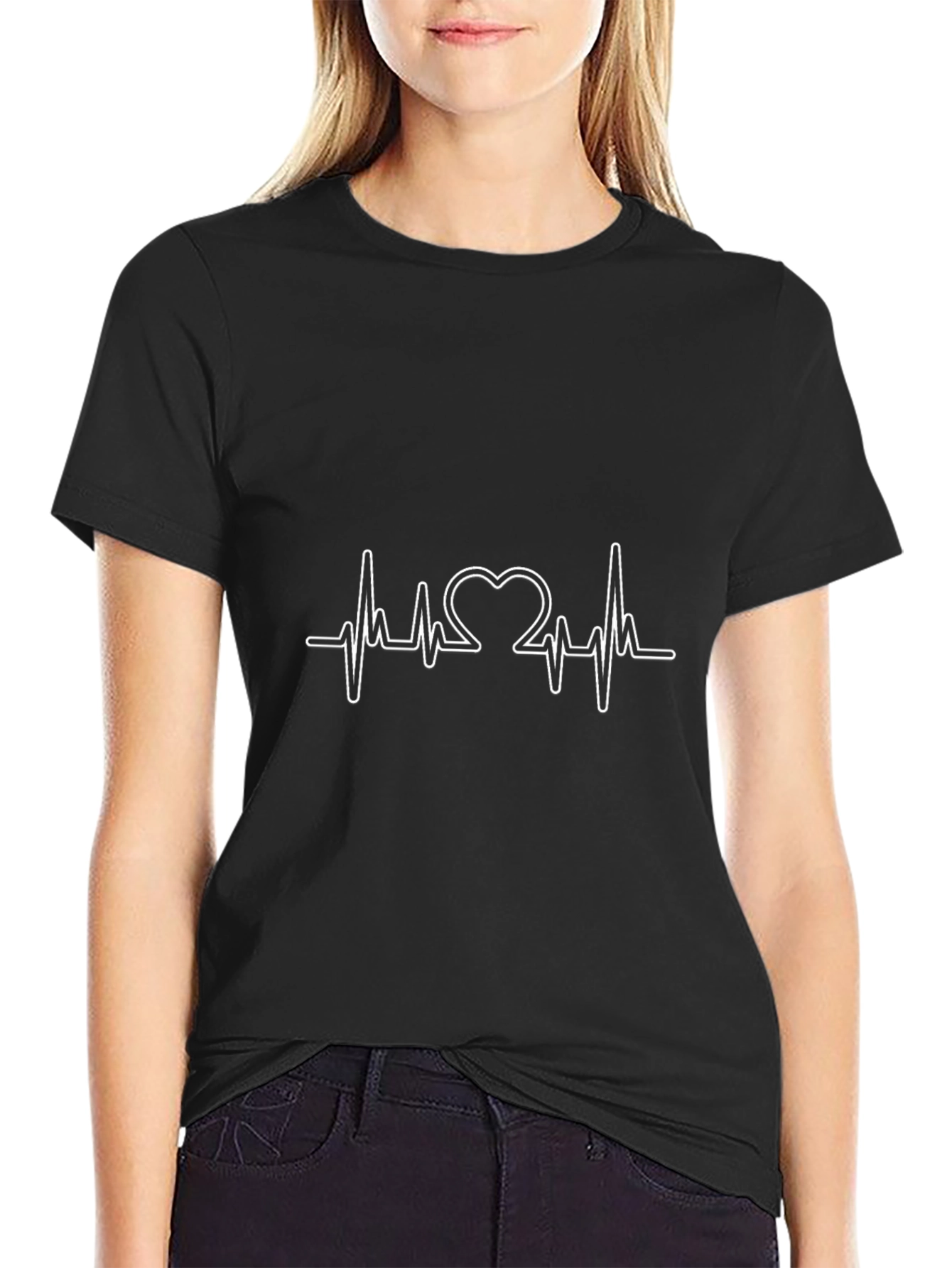 Heartbeat Heart Love Black T-Shirt