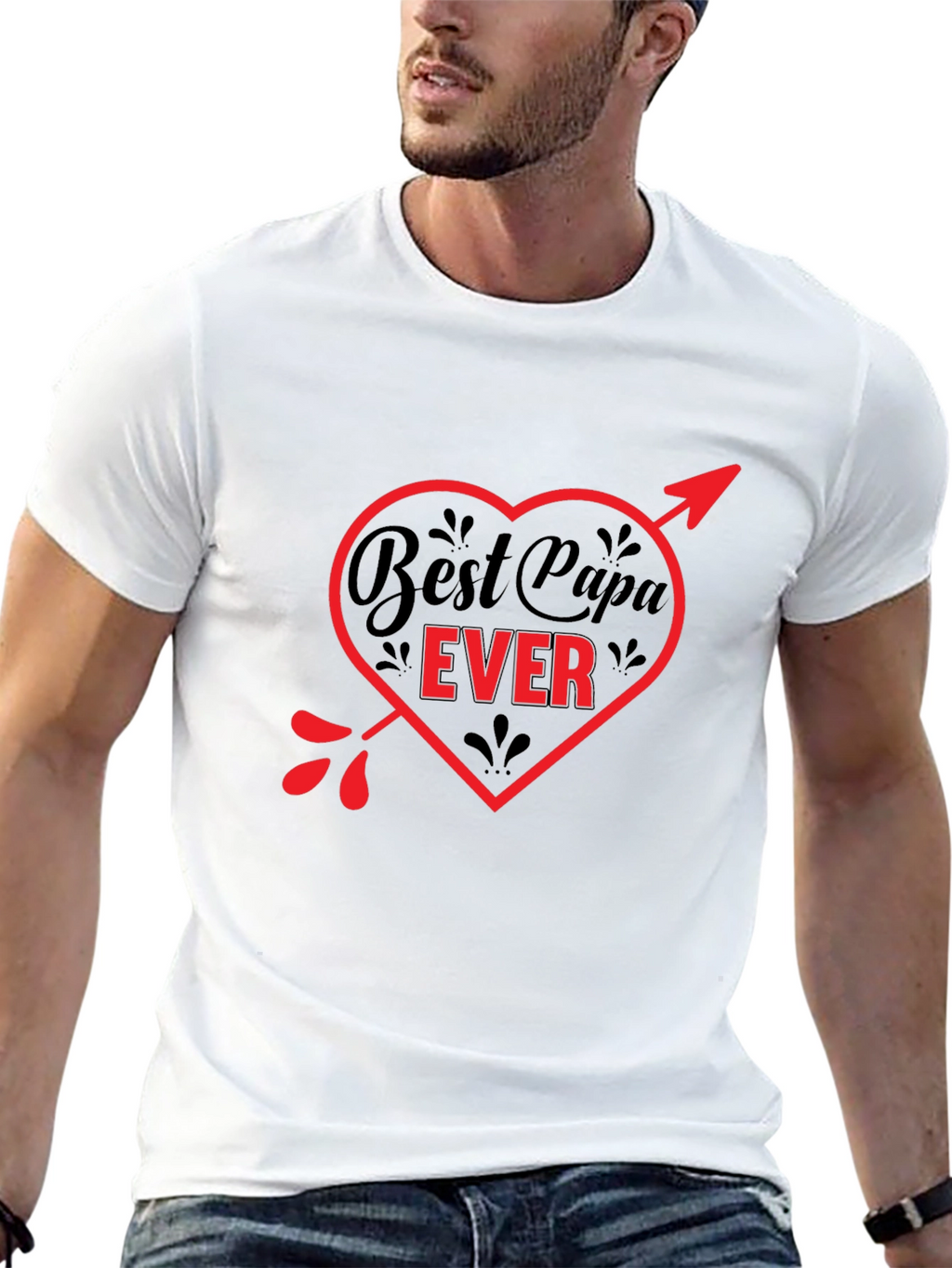 Best Papa Ever T-Shirt - Heart & Arrow Design