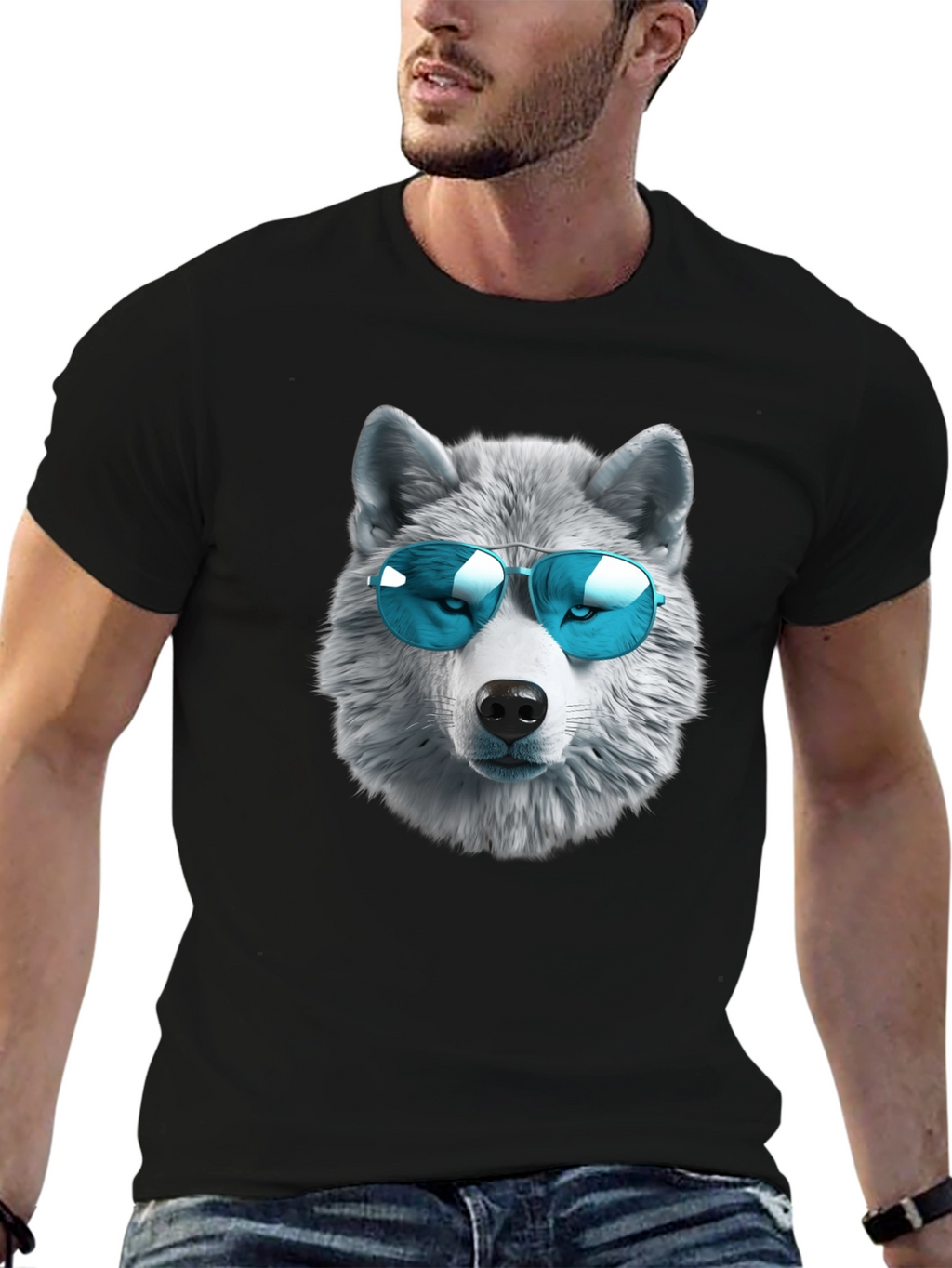 Cool Wolf Graphic T-Shirt - Black