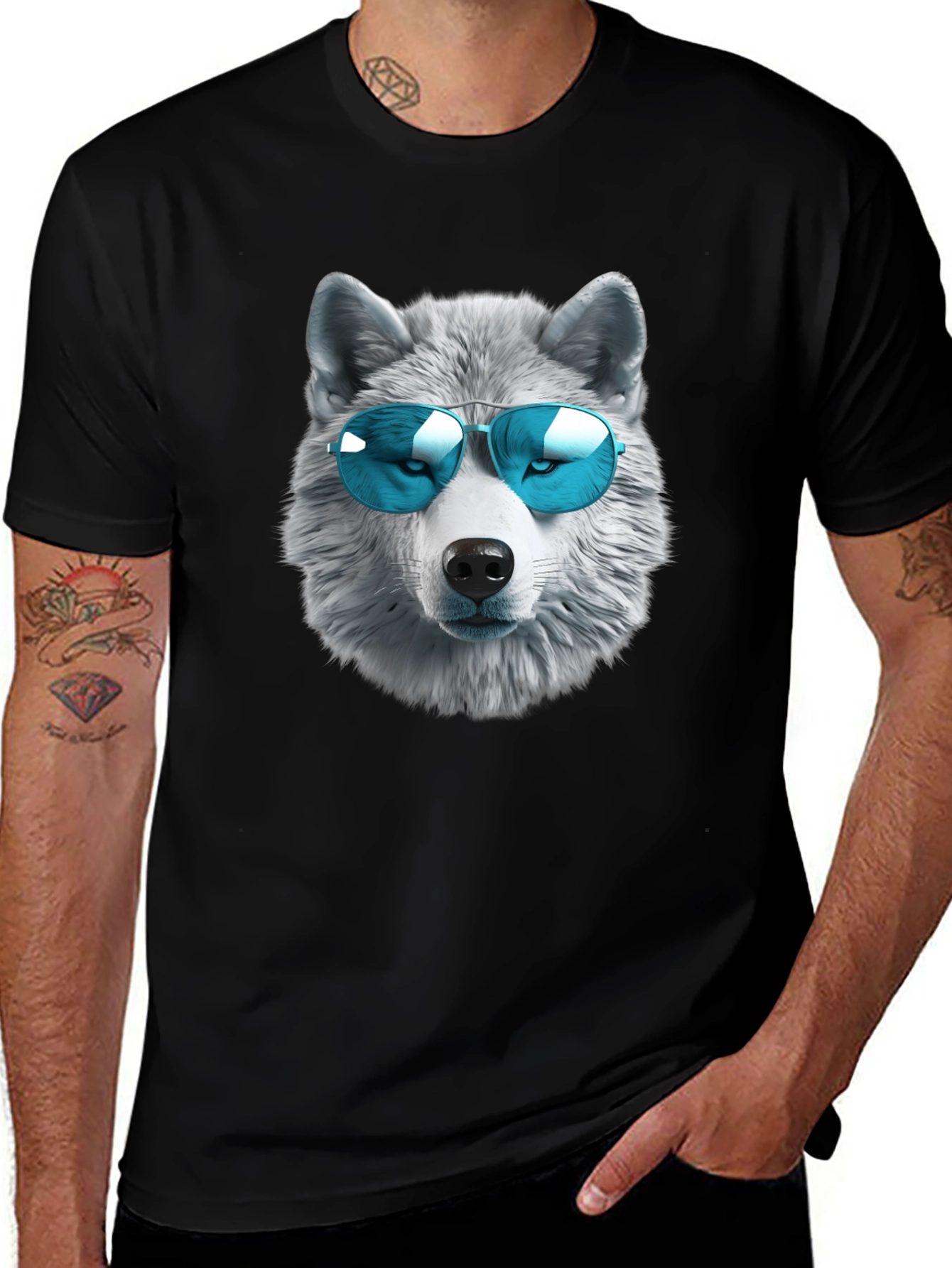 Cool Wolf Graphic T-Shirt - Black