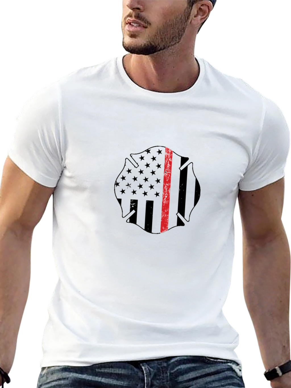Thin Red Line Firefighter Maltase Cross T-Shirt