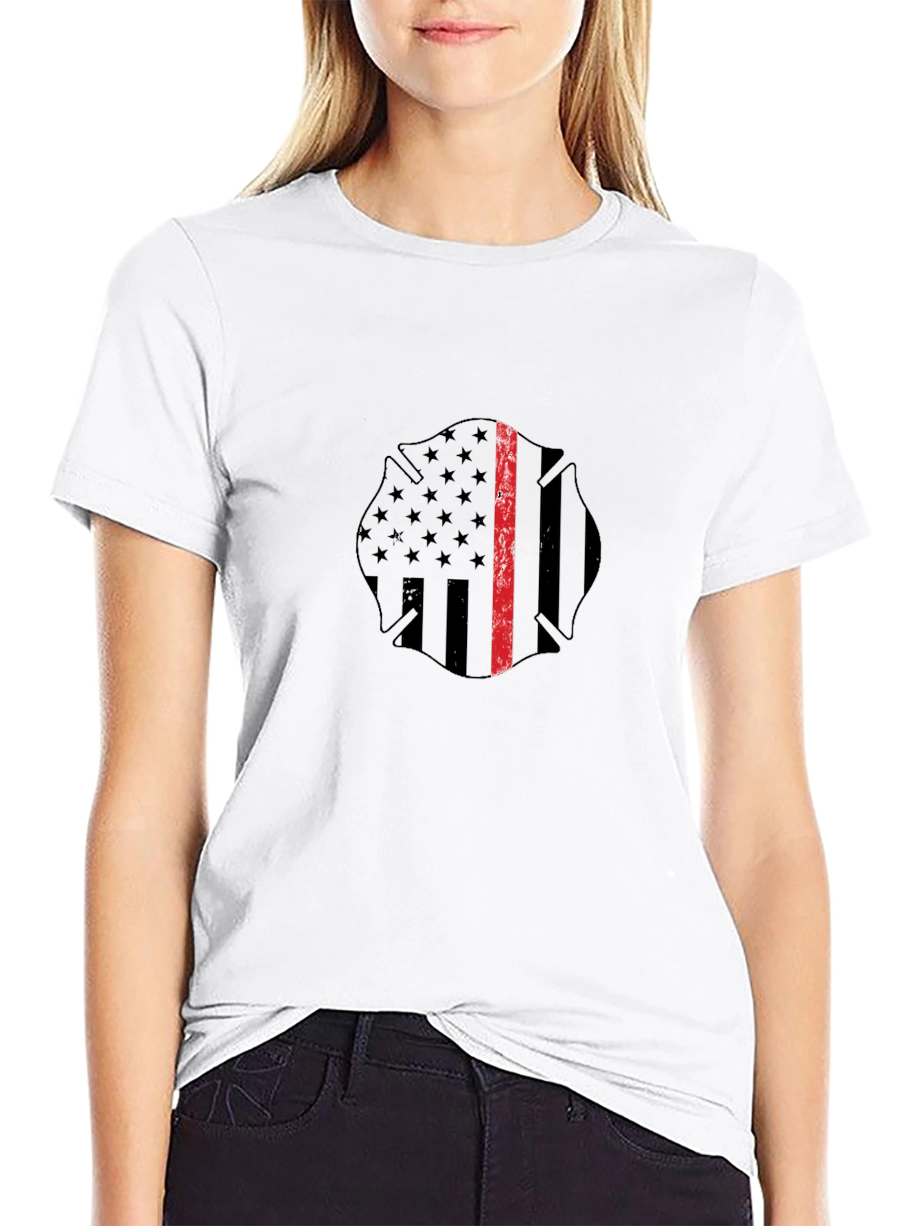 Thin Red Line Firefighter Maltase Cross T-Shirt