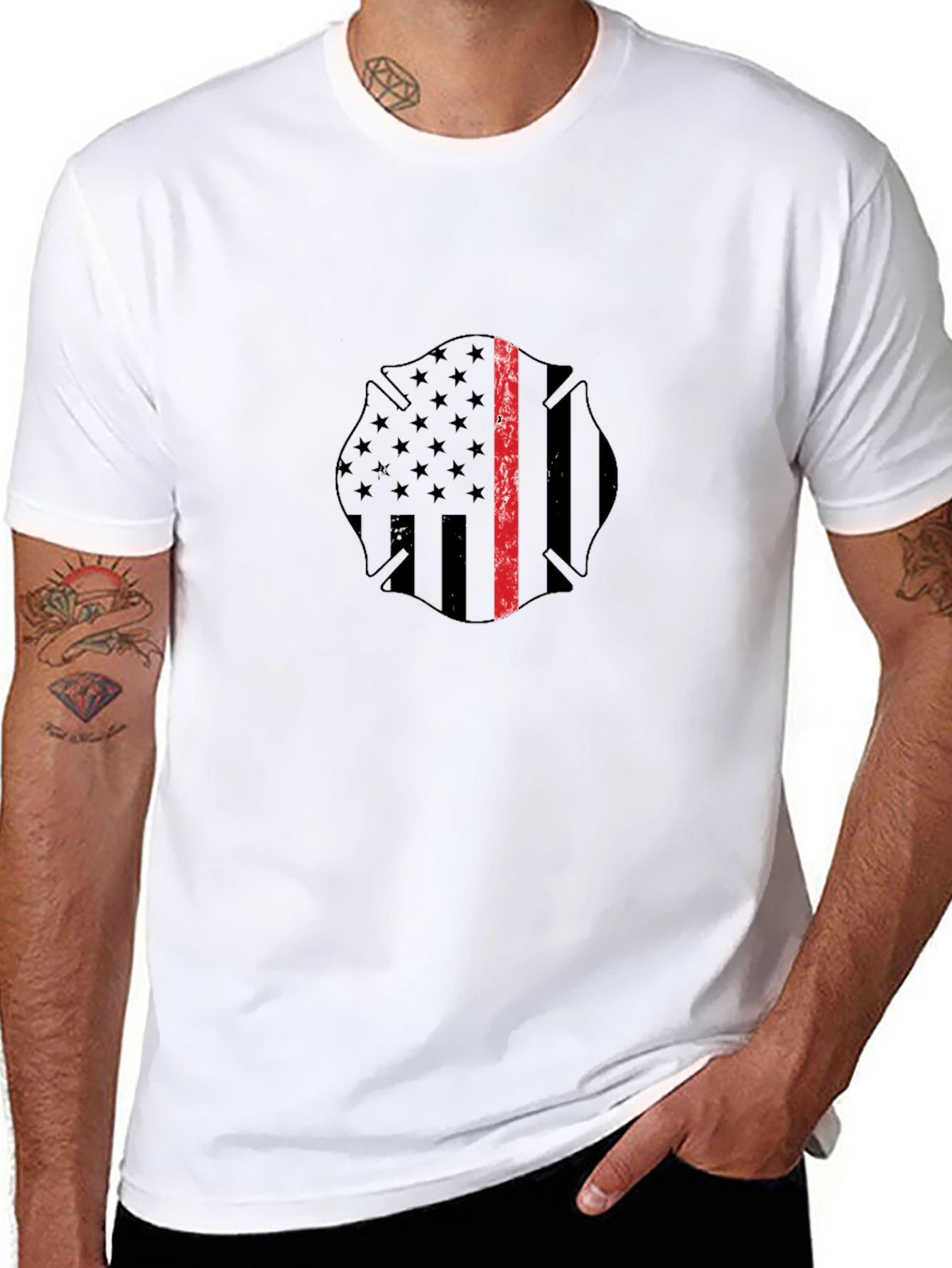 Thin Red Line Firefighter Maltase Cross T-Shirt