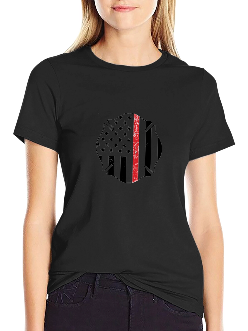 Thin Red Line Firefighter Maltase Cross T-Shirt