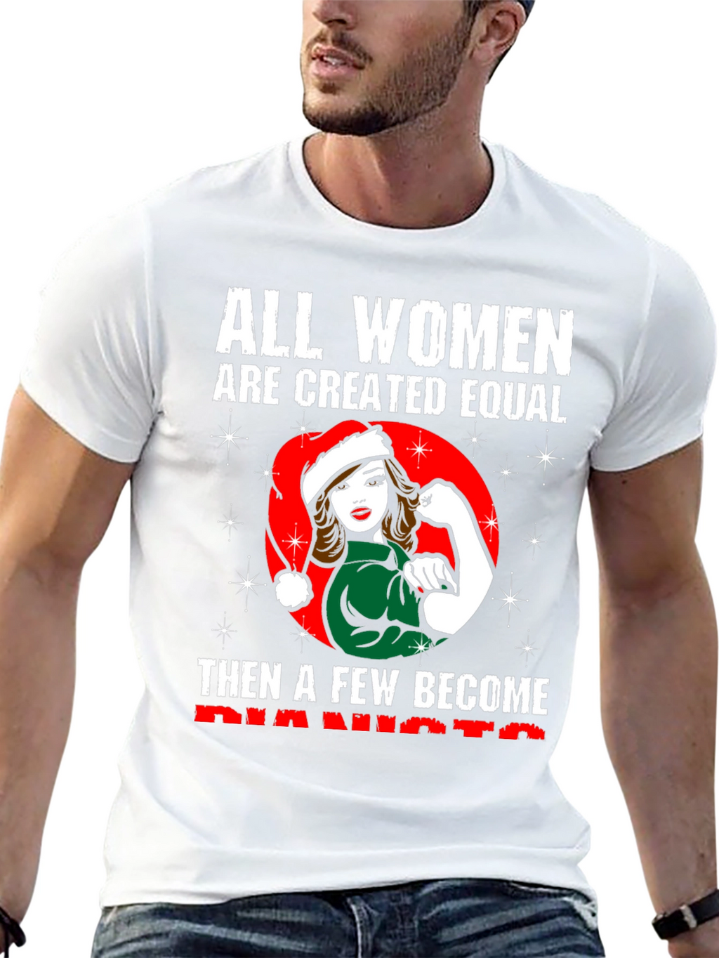 Feminist Santa Pianist Womens T-Shirt