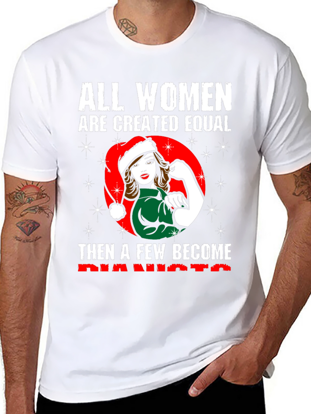 Feminist Santa Pianist Womens T-Shirt
