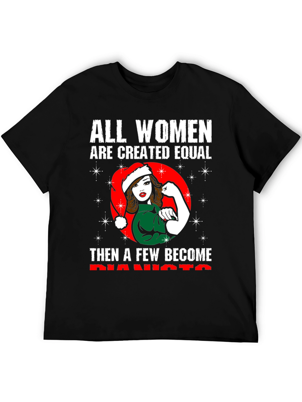 Feminist Santa Pianist Womens T-Shirt