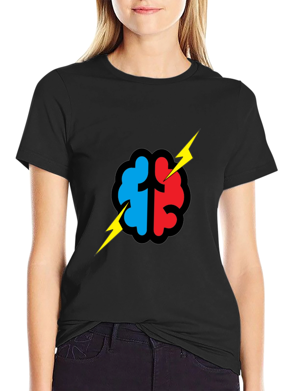 Brain Power T-Shirt - Blue/Red Graphic