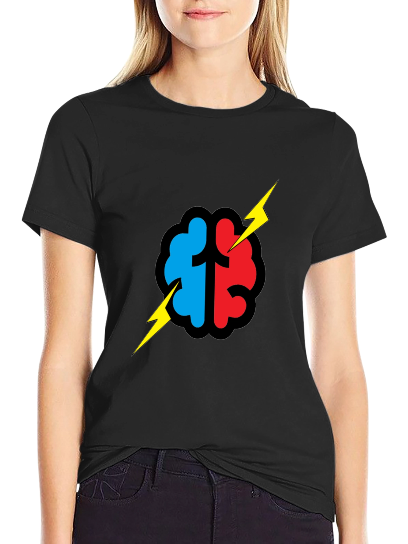 Brain Power T-Shirt - Blue/Red Graphic