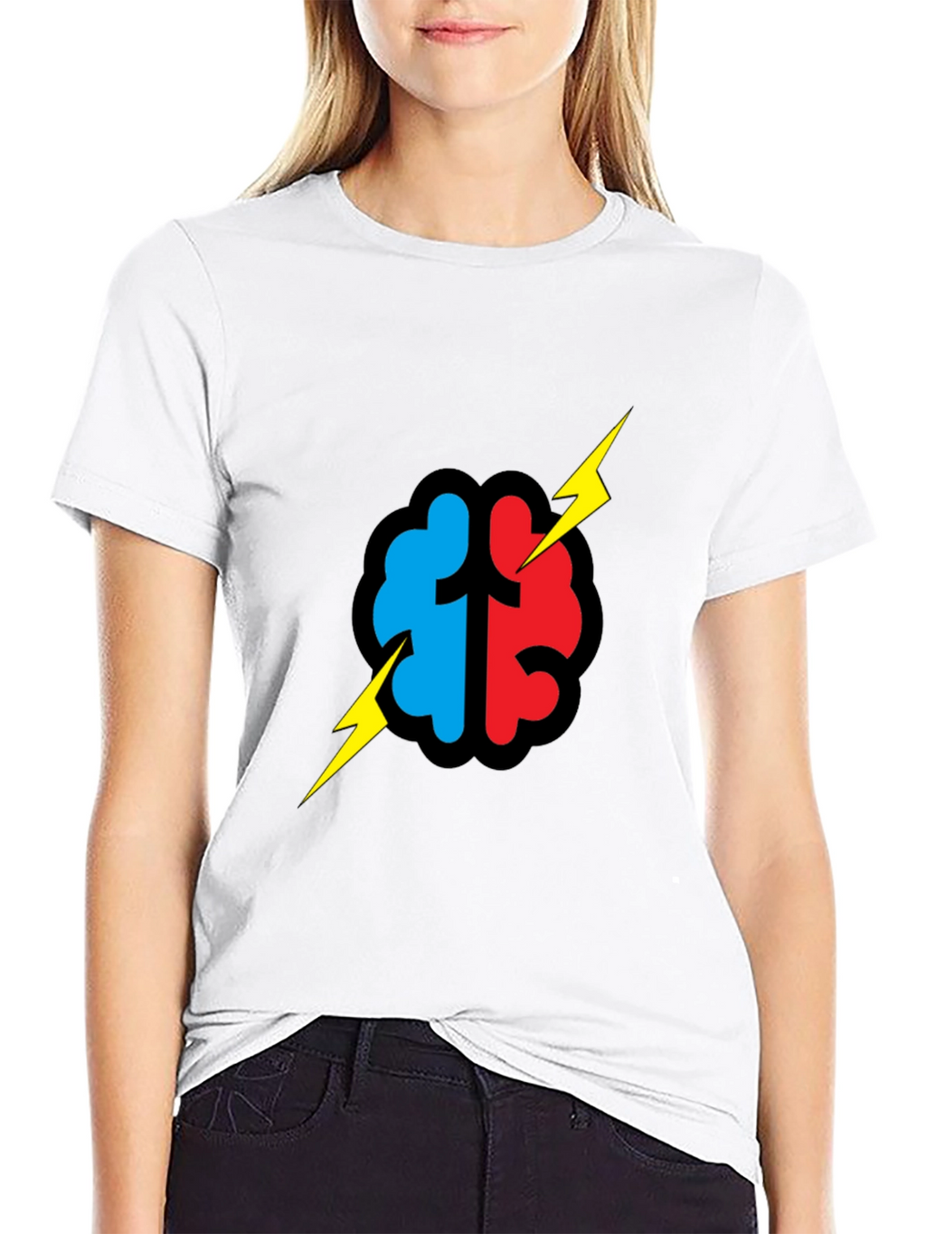 Brain Power T-Shirt - Blue/Red Graphic
