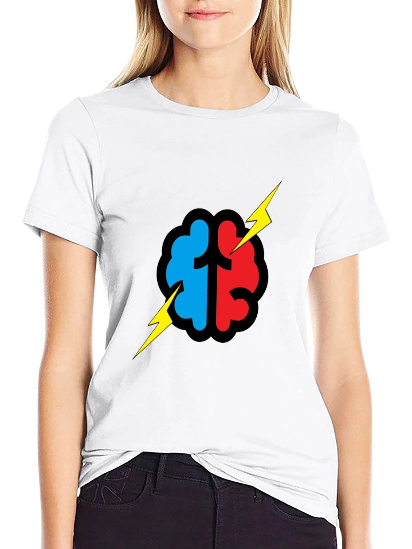 Brain Power T-Shirt - Blue/Red Graphic