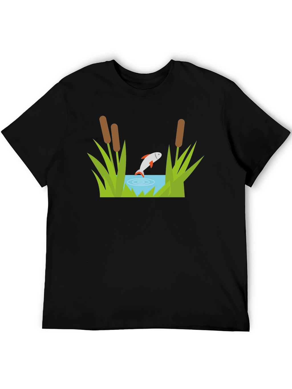 Fish Pond Graphic Tee - Black Cotton T-Shirt