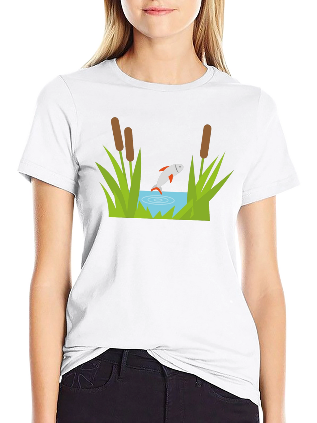 Fish Pond Graphic Tee - Black Cotton T-Shirt