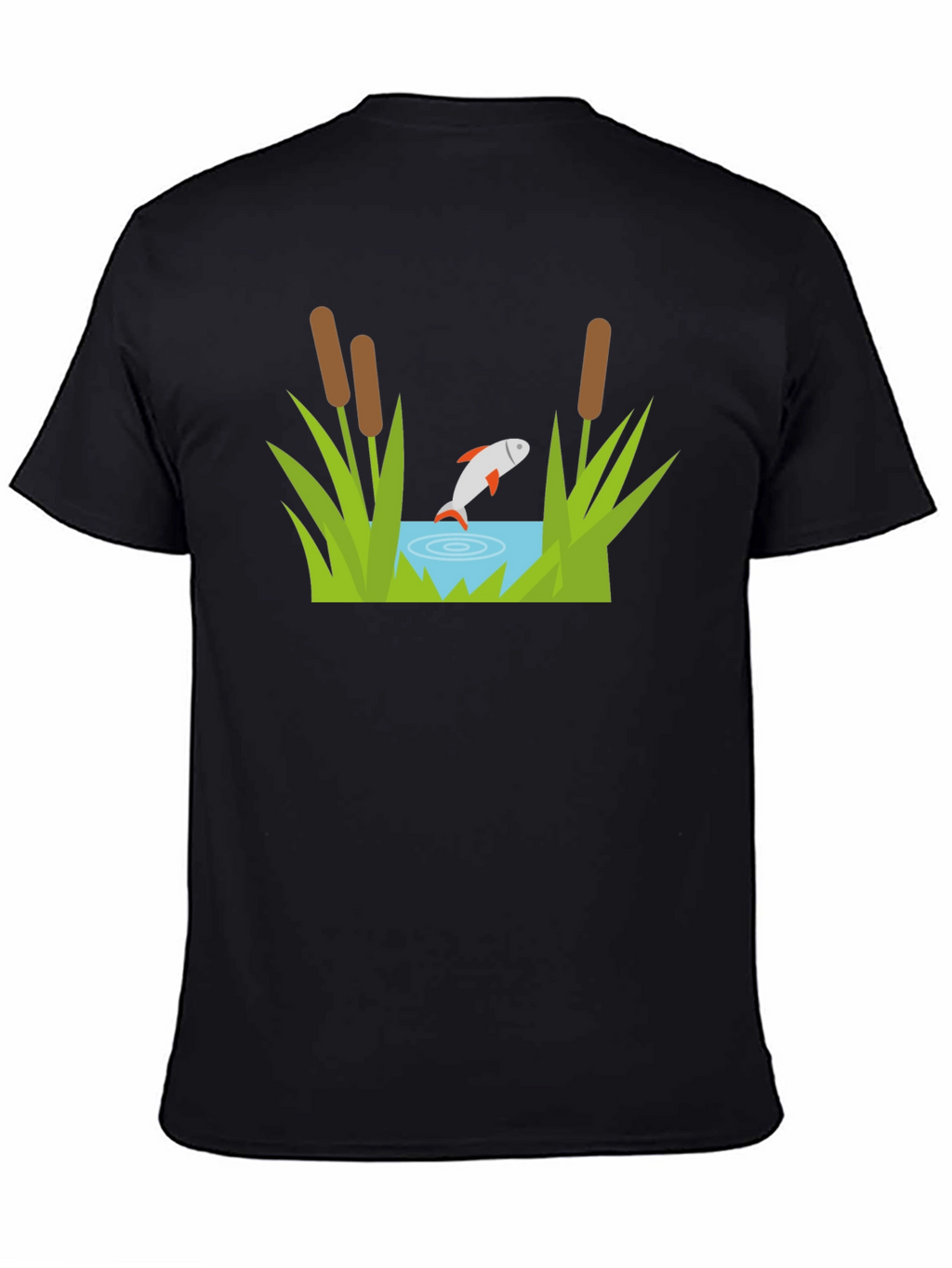 Fish Pond Graphic Tee - Black Cotton T-Shirt