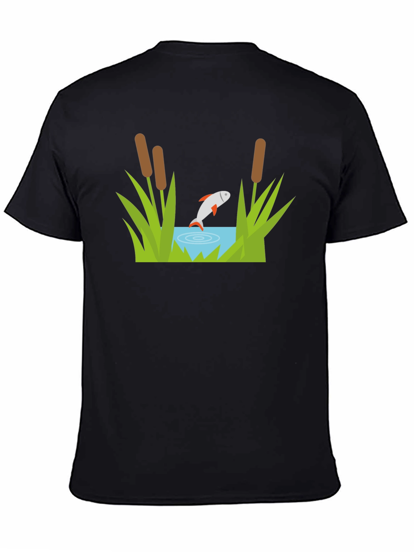 Fish Pond Graphic Tee - Black Cotton T-Shirt