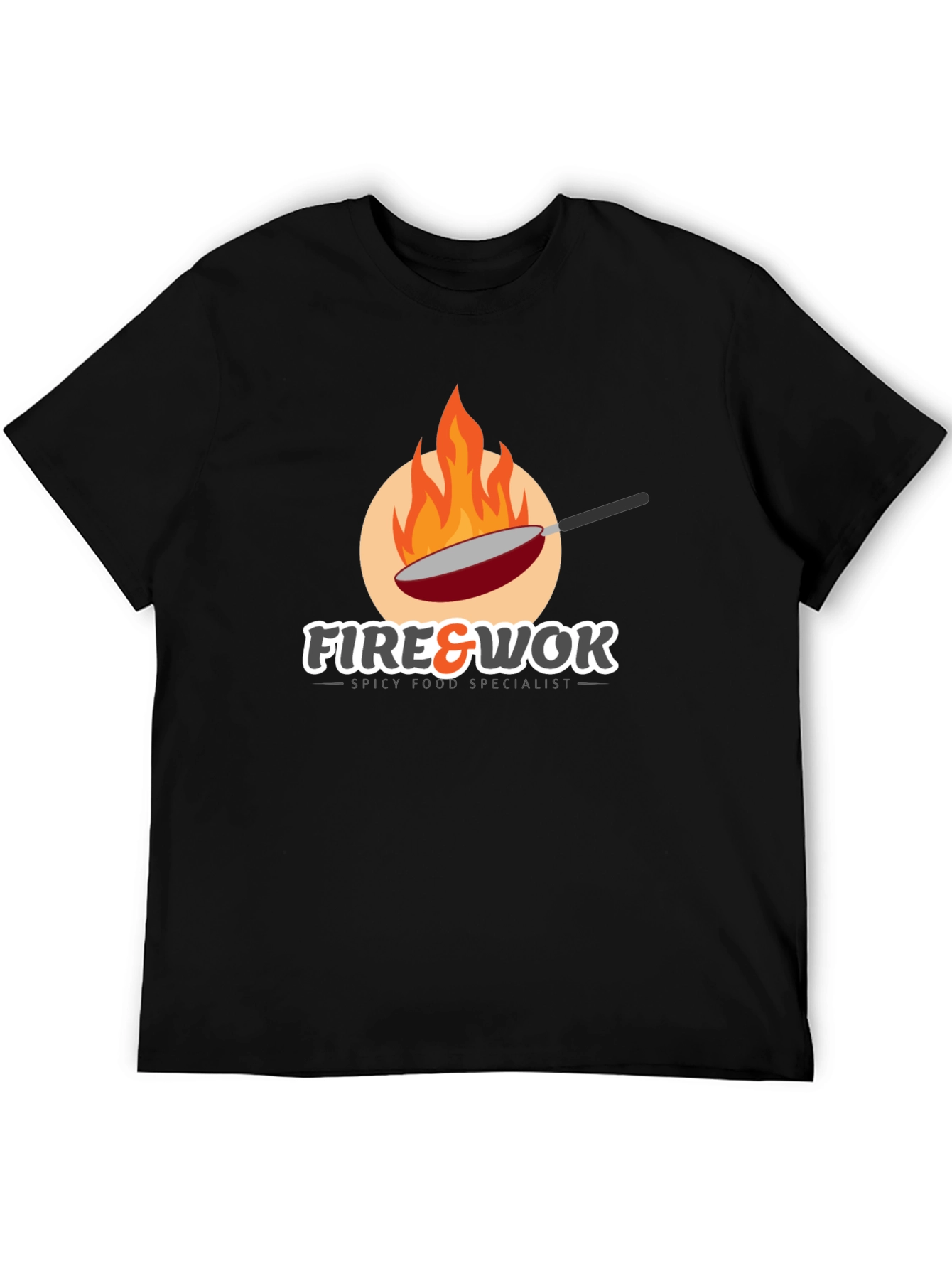 Fire & Wok Black T-Shirt - Spicy Food Specialist Tee