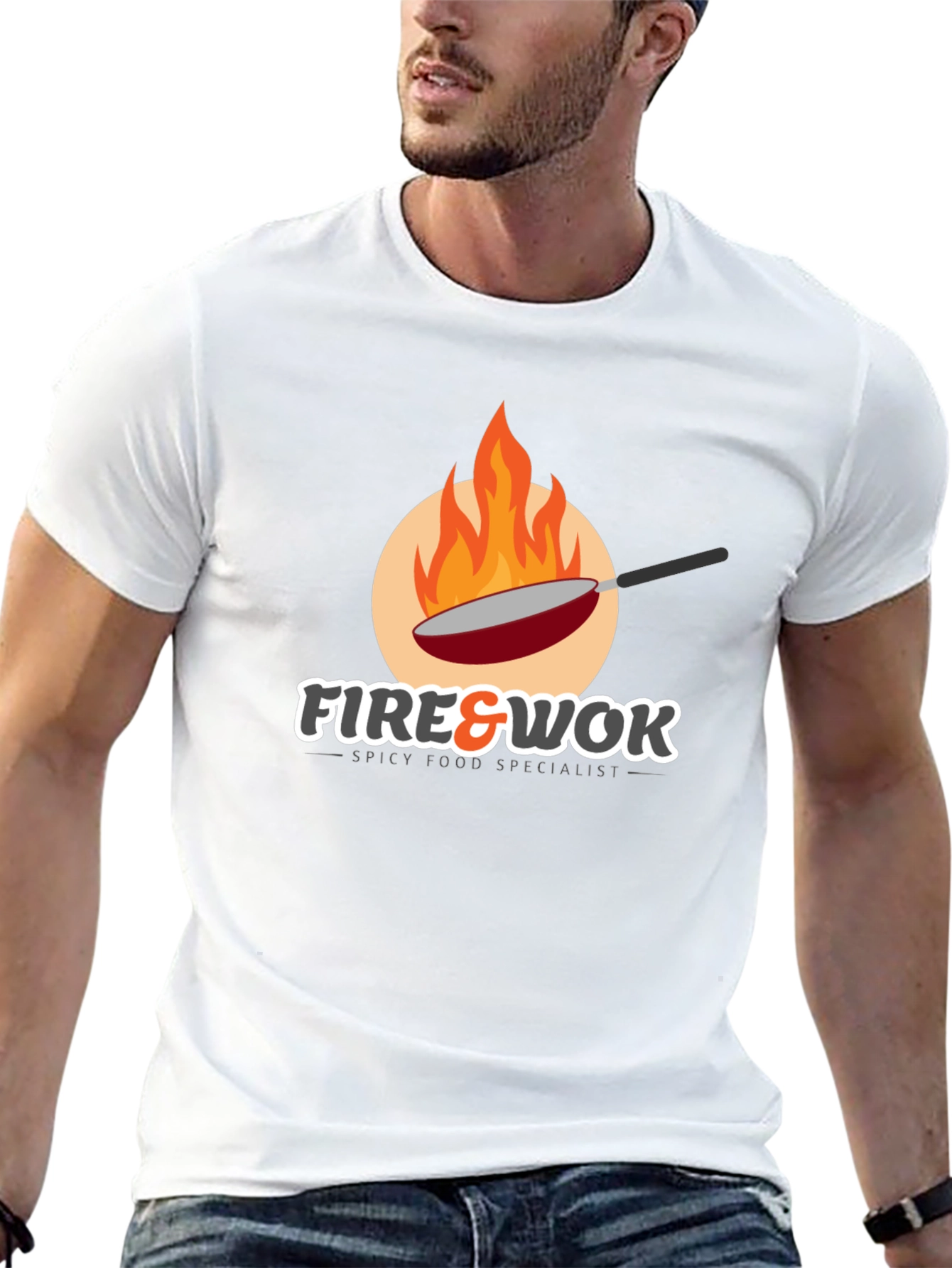 Fire & Wok Black T-Shirt - Spicy Food Specialist Tee