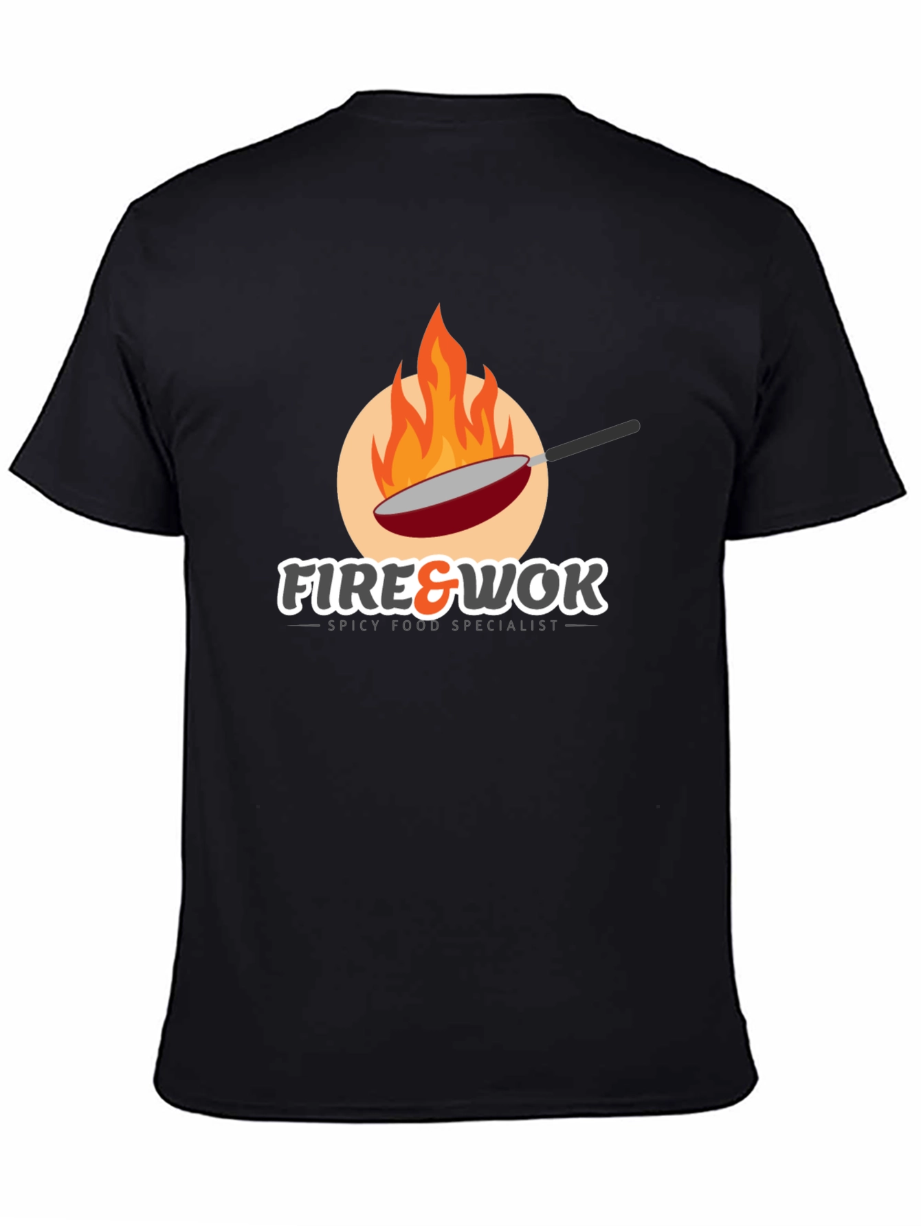 Fire & Wok Black T-Shirt - Spicy Food Specialist Tee