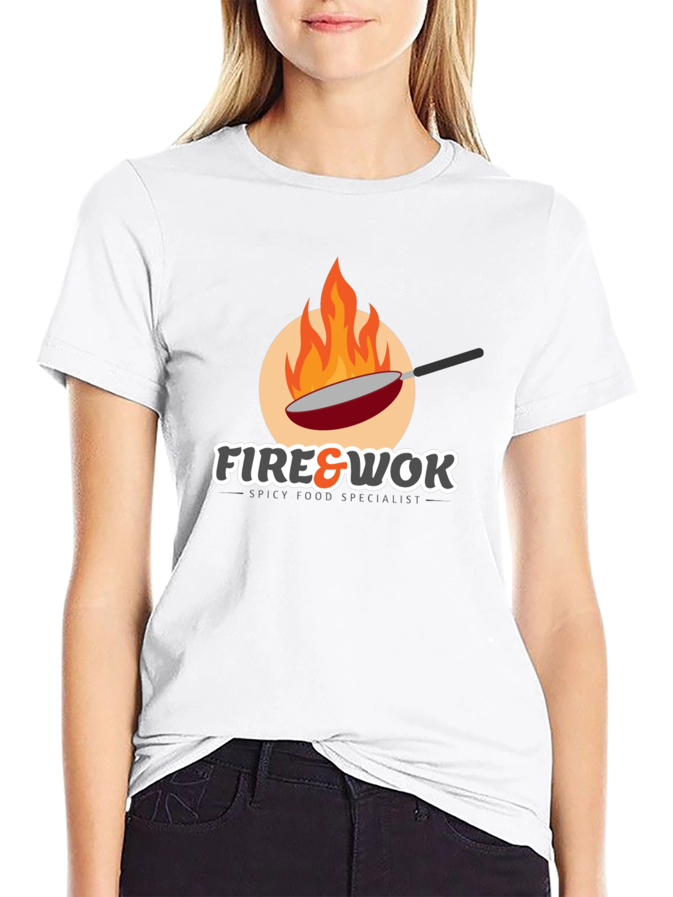 Fire & Wok Black T-Shirt - Spicy Food Specialist Tee