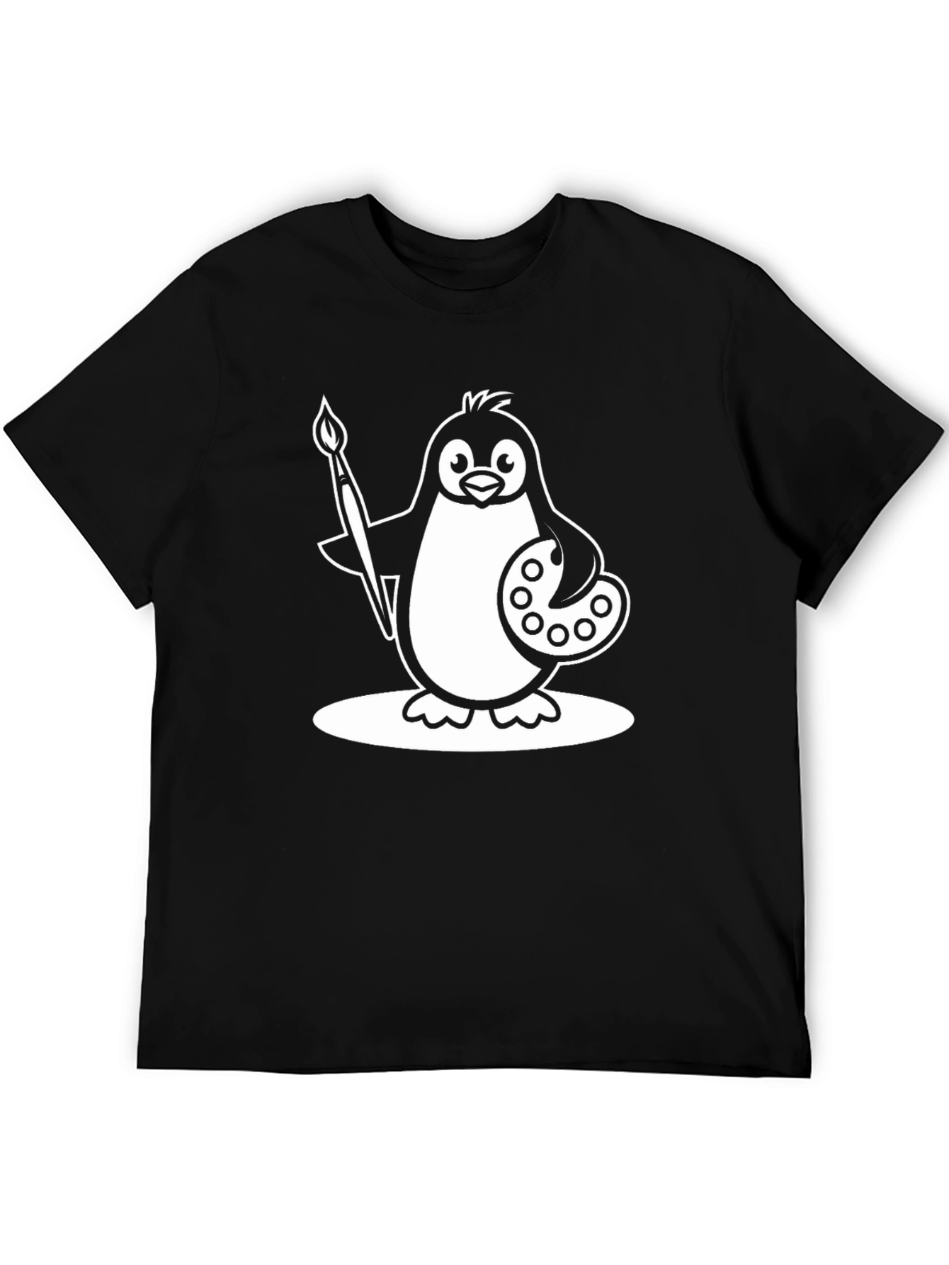 Penguin Artist Graphic T-Shirt - Black Cotton Tee