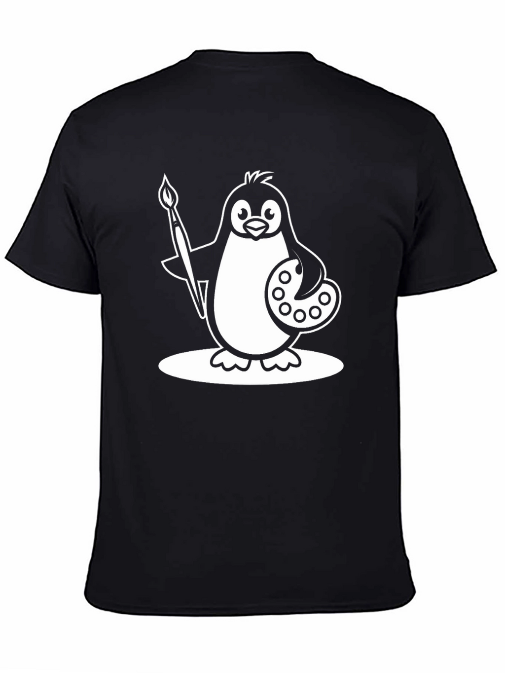 Penguin Artist Graphic T-Shirt - Black Cotton Tee